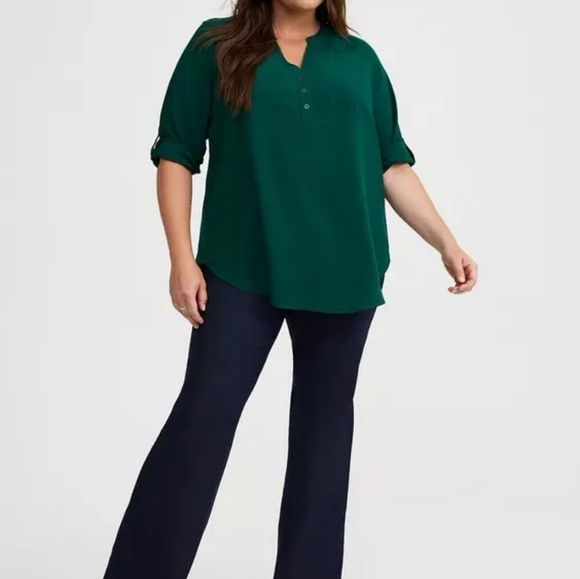 Torrid Botanical Garden Hunter Green Harper 3/4 Sleeve Tunic Top (Size 6) - Picture 6 of 16